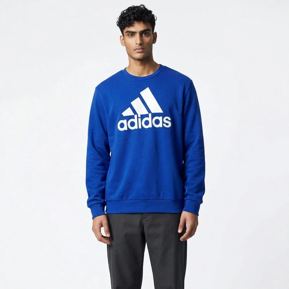 Adidas Essentials Mens French Terry Crew Neck Sweatshirt Size M Team Royal‎ Blue